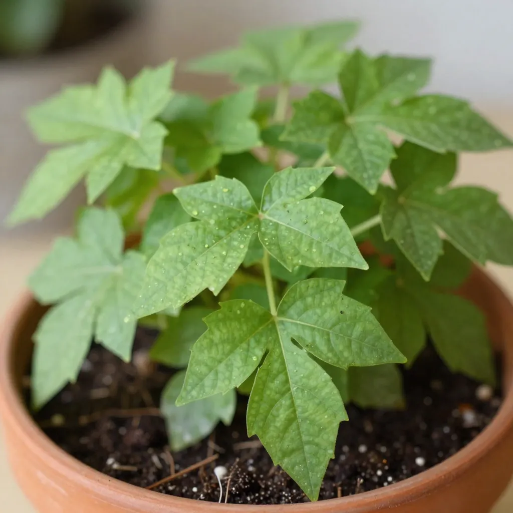 Spider plant with long green and white striped leaves